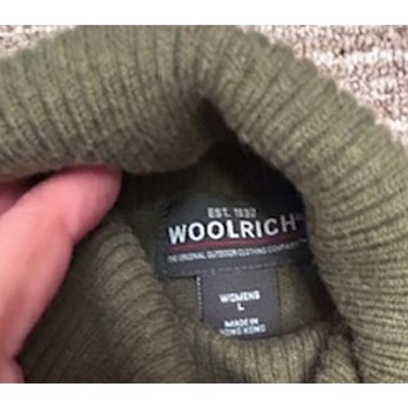 Woolrich Laurel Green 100% Cotton Turtleneck Womens Lightweight Sweater Size L - Picture 7 of 7